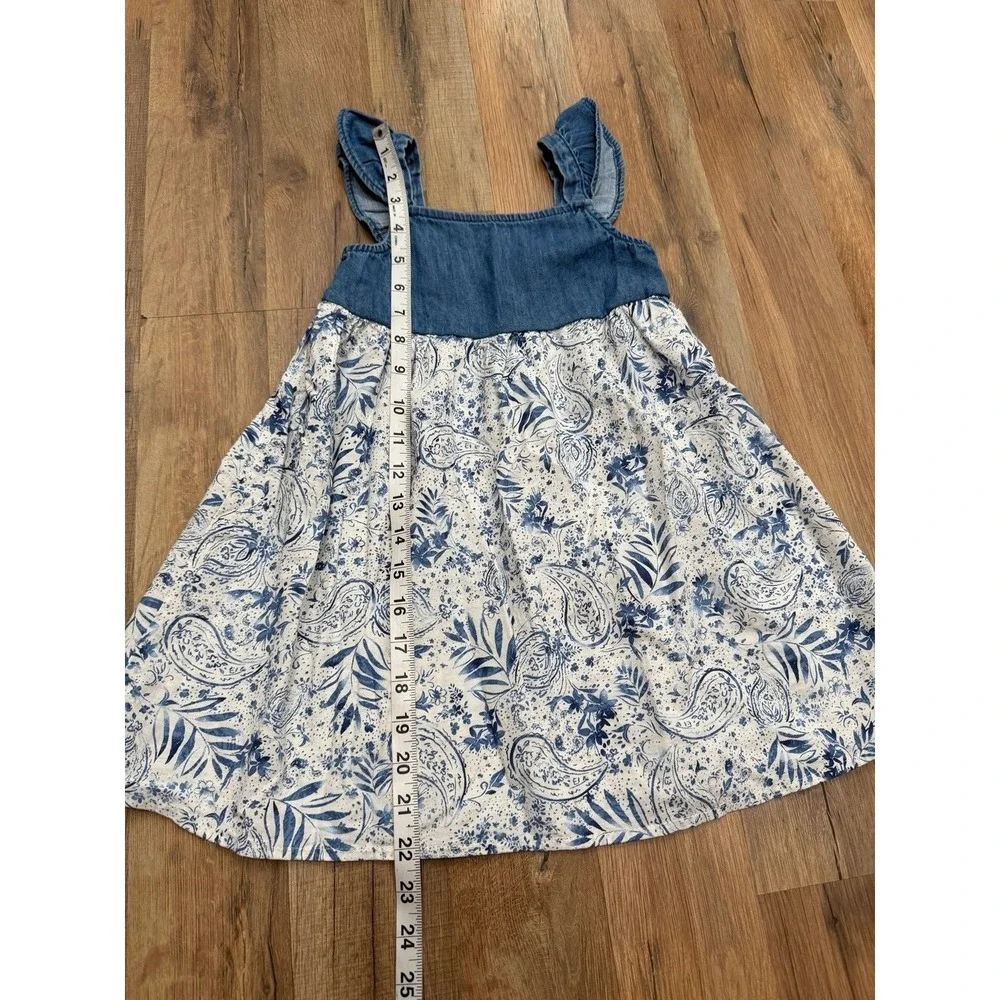 NWT OshKosh B'gosh Girls Paisley Denim Flutter Sleeve Dress 4T